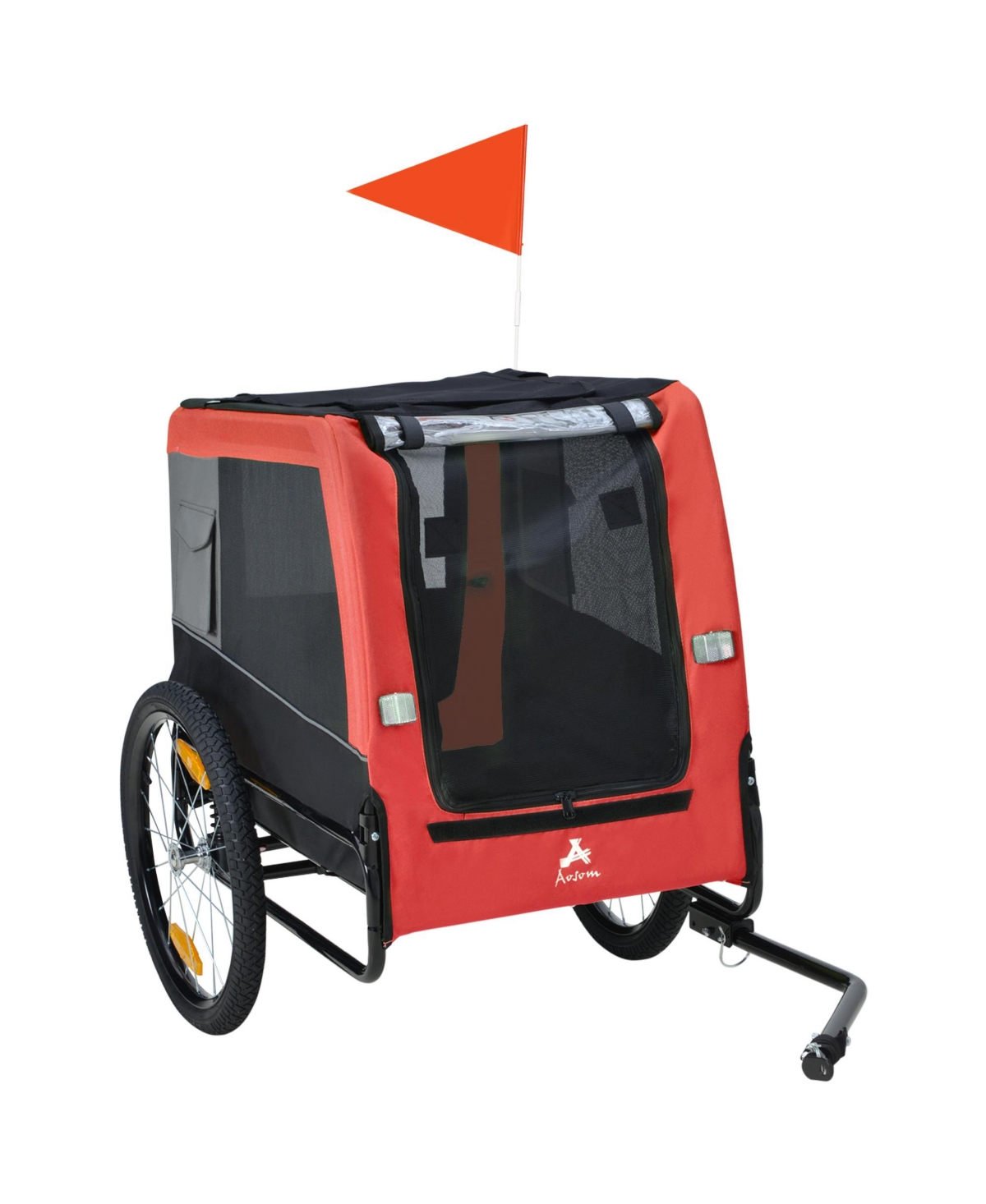 Dog Bike Trailer with Suspension System, Hitch for Medium Dogs - Red