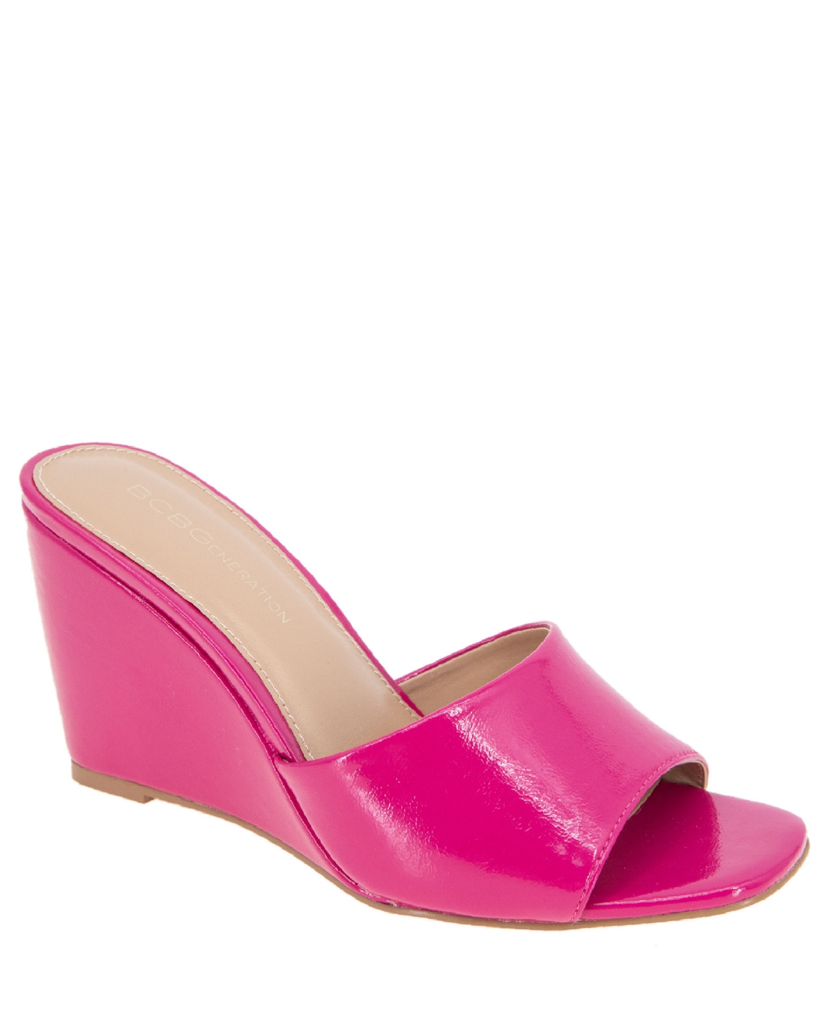Shop Bcbgeneration Women's Giani Slip-on Wedge Sandal In Viva Pink Patent