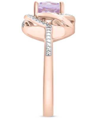 2-Pc. Set Pink Amethyst (1-1/2 ct. t.w.) & Diamond Accent Spiral Pendant Necklace & Matching Ring in 14k Rose Gold-Plated Sterling Silver (Also in Blue Topaz & Citrine)