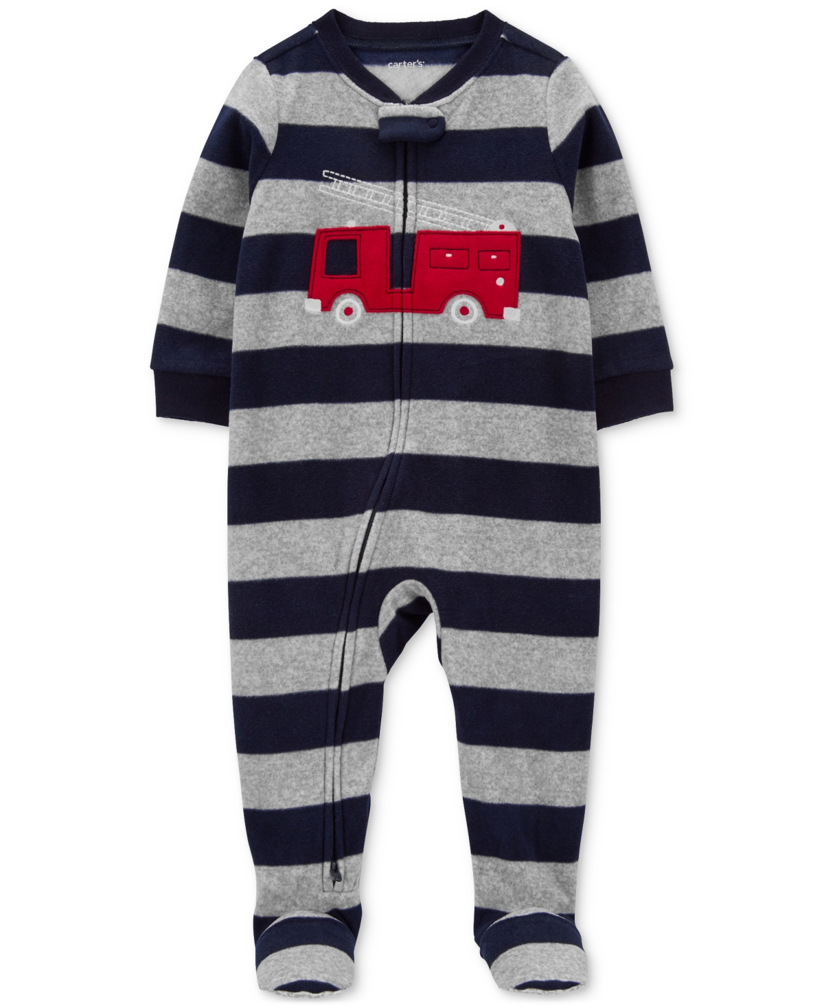 Carter's Baby Boys One Piece Fleece Footie Long Sleeve Pajama In Navy,grey