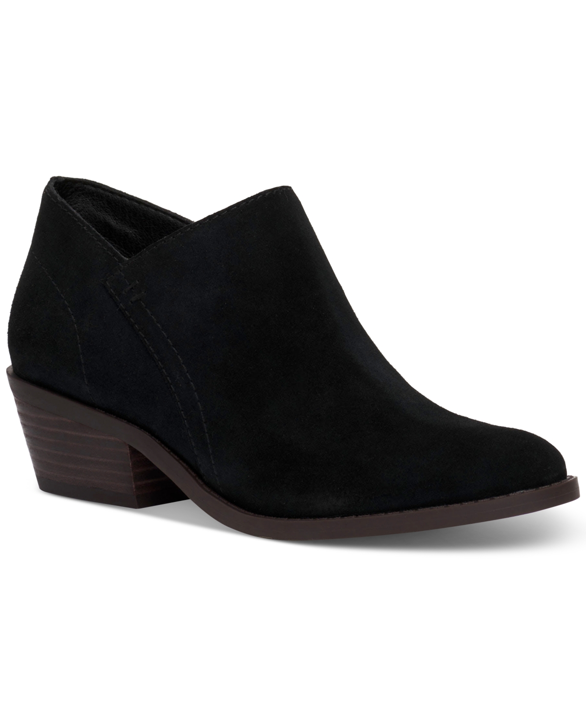 Lucky Brand Fionan Womens Leather Stacked Heel Chelsea Boots In Black Suede