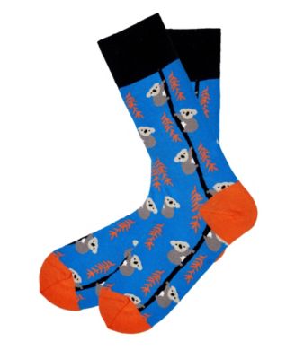 Men's Koala Novelty Colorful Unisex Crew Socks with Seamless Toe Design, Pack of 1