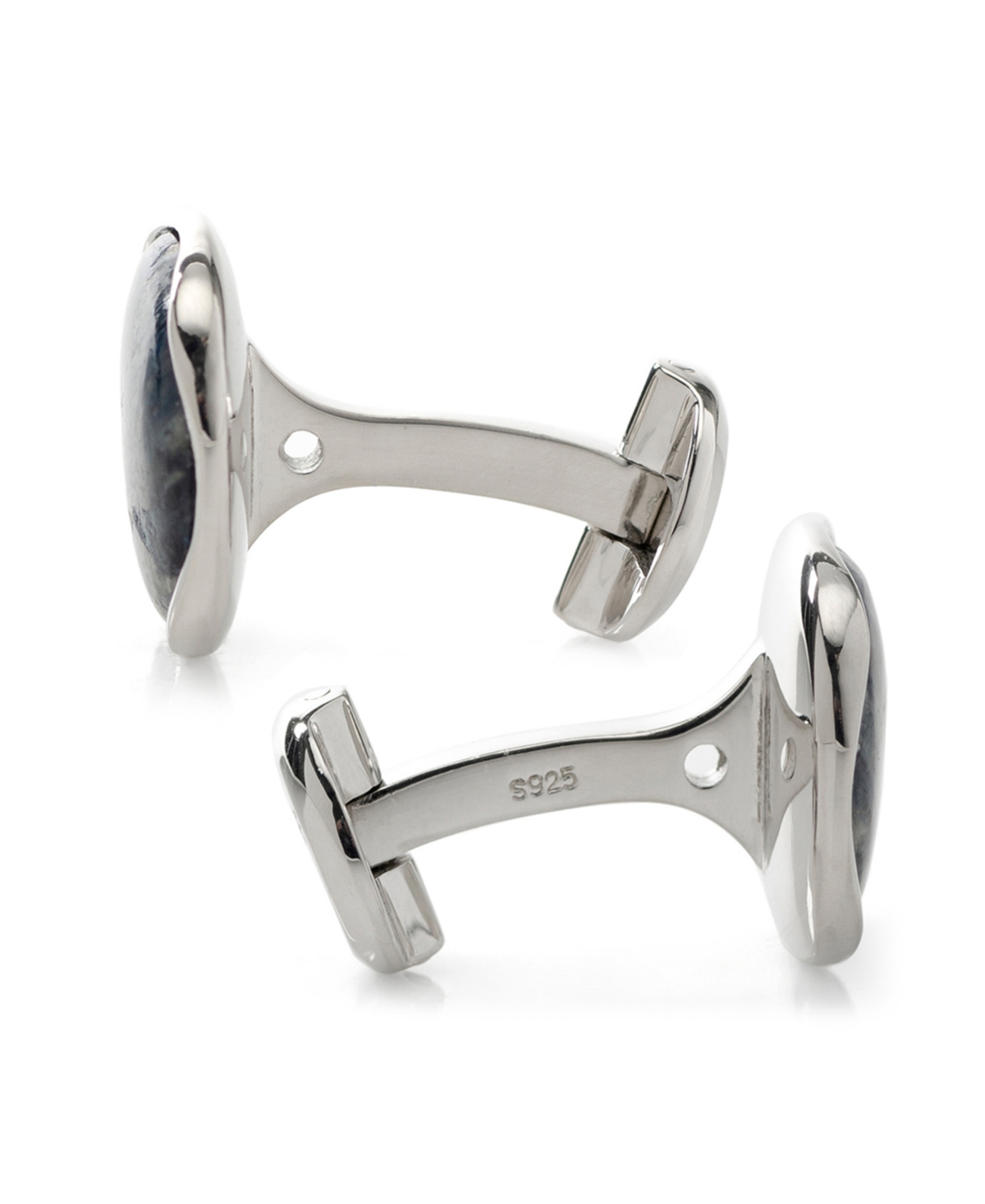 Ox & Bull Trading Co. Men's Sterling Silver Classic Formal Pietersite Cufflinks In Navy