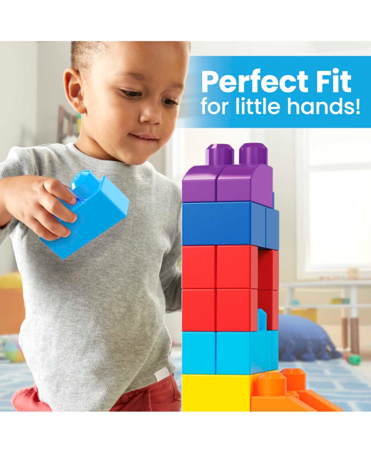 Mega Bloks 80-piece Big Building Bag Blocks For Toddlers 1-3, Blue In Assorted
