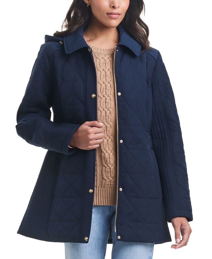 Jones New York Women's Petite Hooded Quilted Coat - Macy's