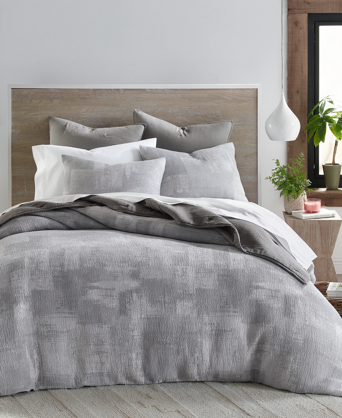 Shop Oake Drybrush Matelasse 2-pc. Duvet Cover Set, Twin, Created For Macy's In Charcoal
