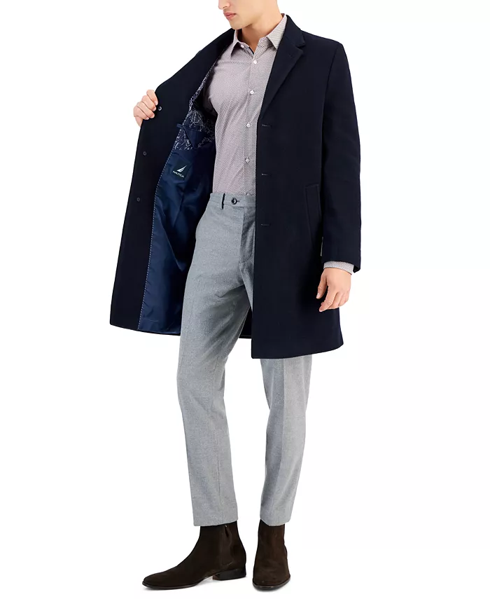 Men's Barge Classic Fit Wool/Cashmere Blend Solid Overcoat - thumbnail 8
