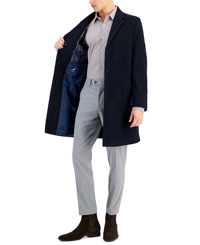 Nautica Men's Barge Classic Fit Wool/Cashmere Blend Solid Overcoat - Macy's