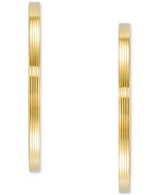 Textured C-Hoop Earrings in 14k Gold Vermeil over Sterling Silver, 2-1/4" (Also in Sterling Silver)