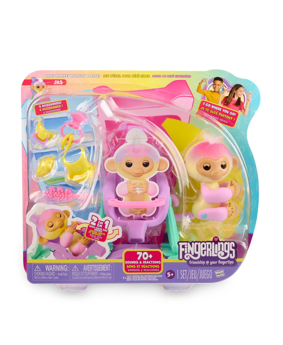 Fingerlings Interactive Baby Monkey Nursery Playset, Jas With 2-in-1 Cradle And High Chair And 6 Accessories In No Color