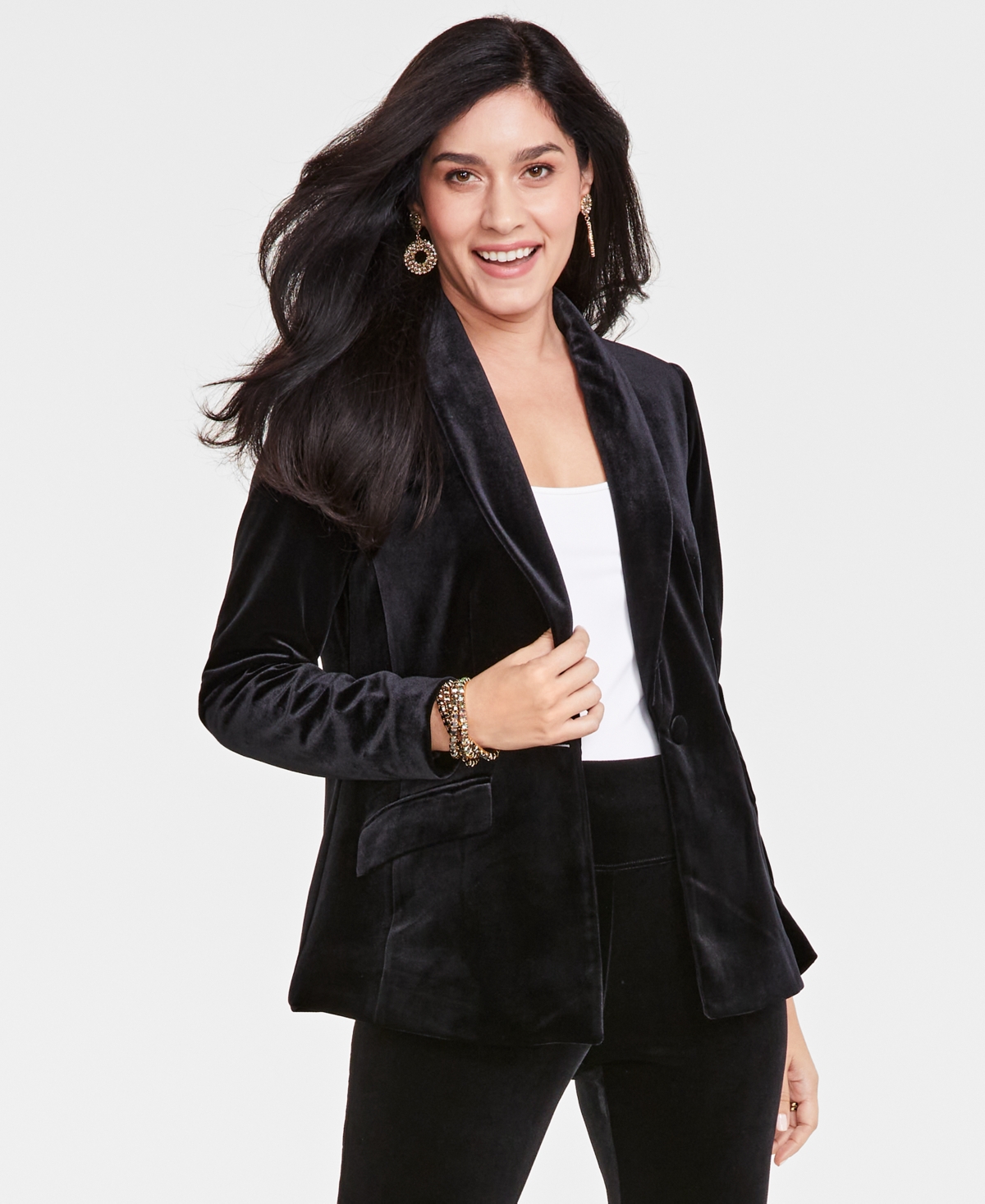 Petite black velvet blazer shop