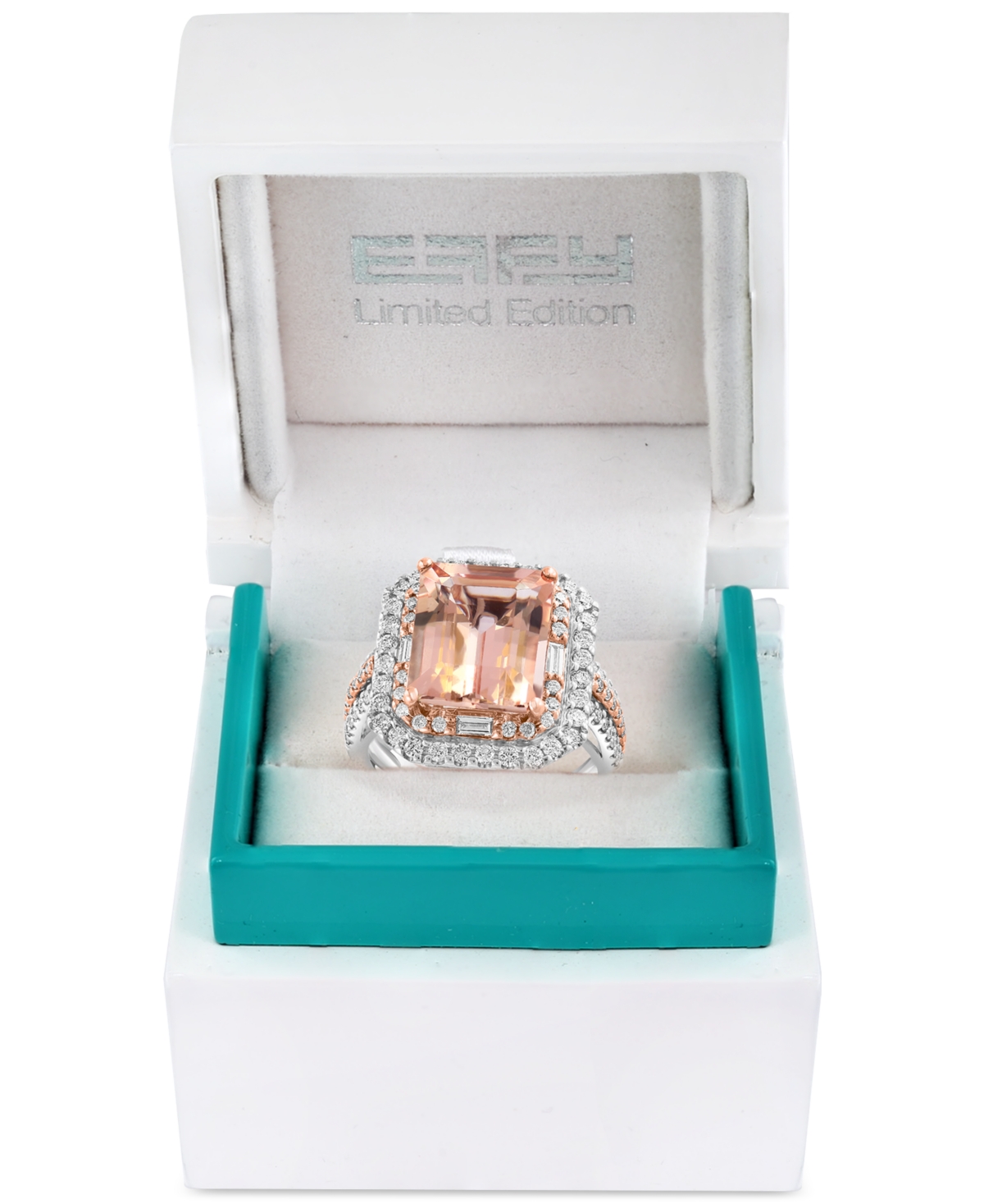 Effy Limited Edition(4-7/8 ct. t.w.) & Diamond (1 ct. t.w.) Ring in 14k White & Rose Gold - Morganite