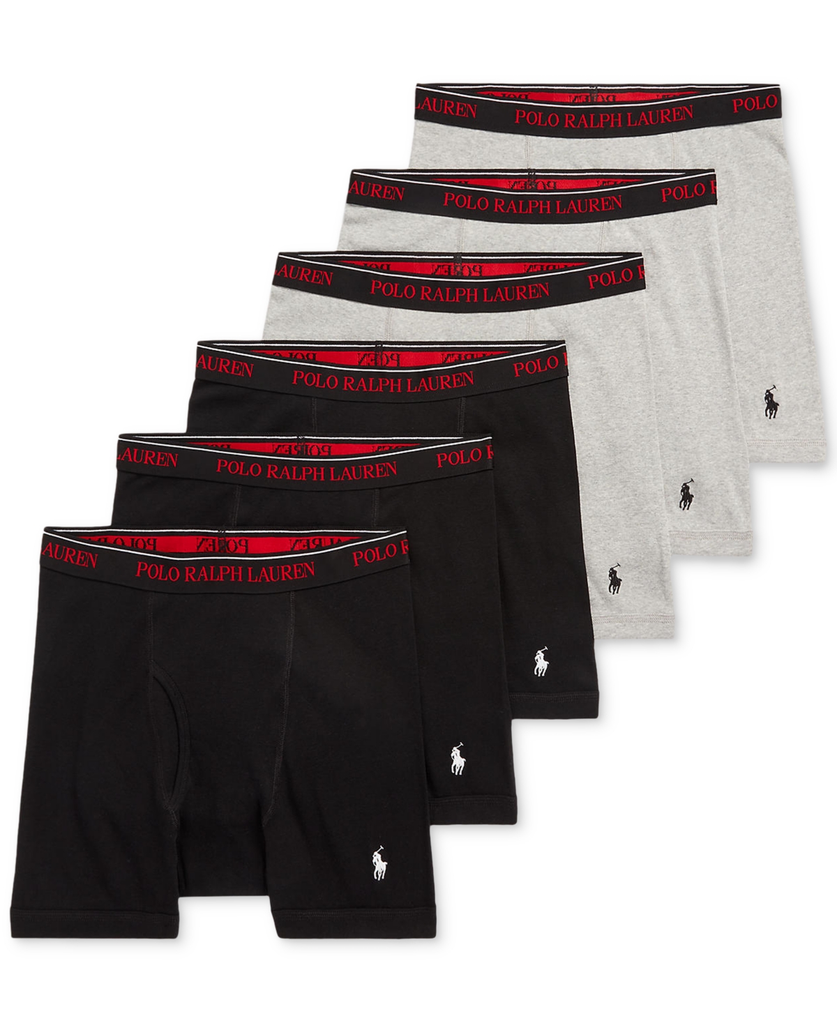 Polo Ralph Lauren Men's 5 +1 Free Bonus Pack. Classic-fit Cotton Boxer Briefs In Polo Black,heather