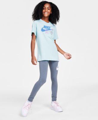 Shop Nike Girls Cotton T Shirt Essentials Mid Rise Leggings  Big Girls Court Borough Low Recraft Casual Sn In White,pink Foam