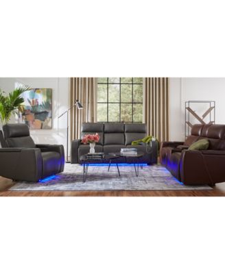 Macy's Greymel Leather Sofa Collection Created For Macys In Walnut