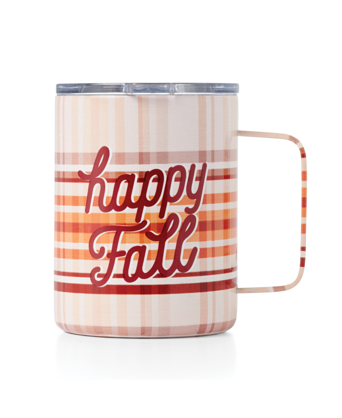 Shop Cambridge Happy Fall Plaid Insulated Coffee Mug, 16 oz In Orange