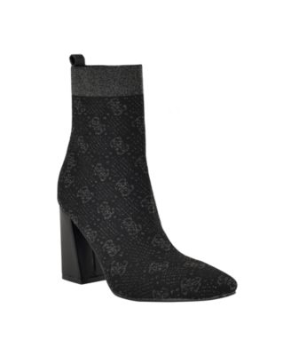 Women's Yonel Block Heel Stretch Knit Logo Dress Booties