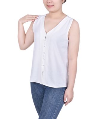 Petite Sleeveless Button-Front Blouse