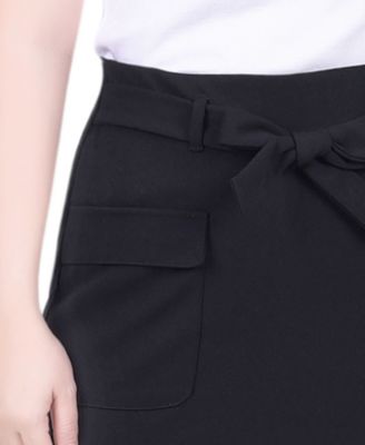 Petite Slim Belted Scuba Crepe Skirt