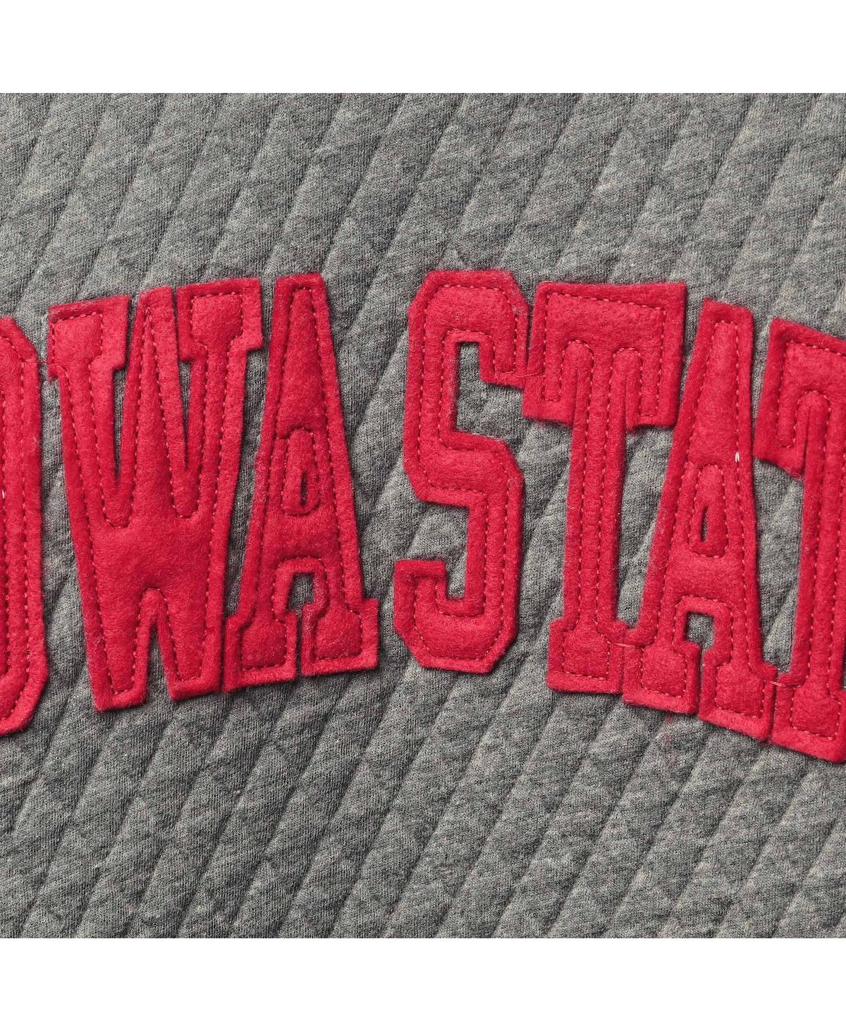 PRESSBOX WOMEN'S PRESSBOX HEATHER CHARCOAL IOWA STATE CYCLONES MOOSE QUILTED PULLOVER SWEATSHIRT 