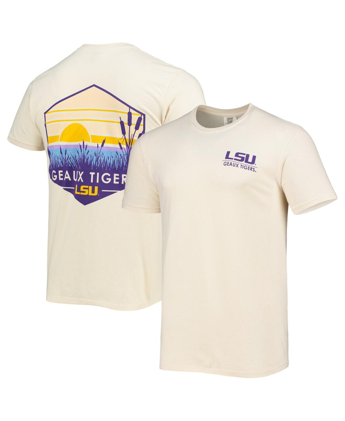 Men's Cream Lsu Tigers Landscape Shield Comfort Colors T-shirt - Cream