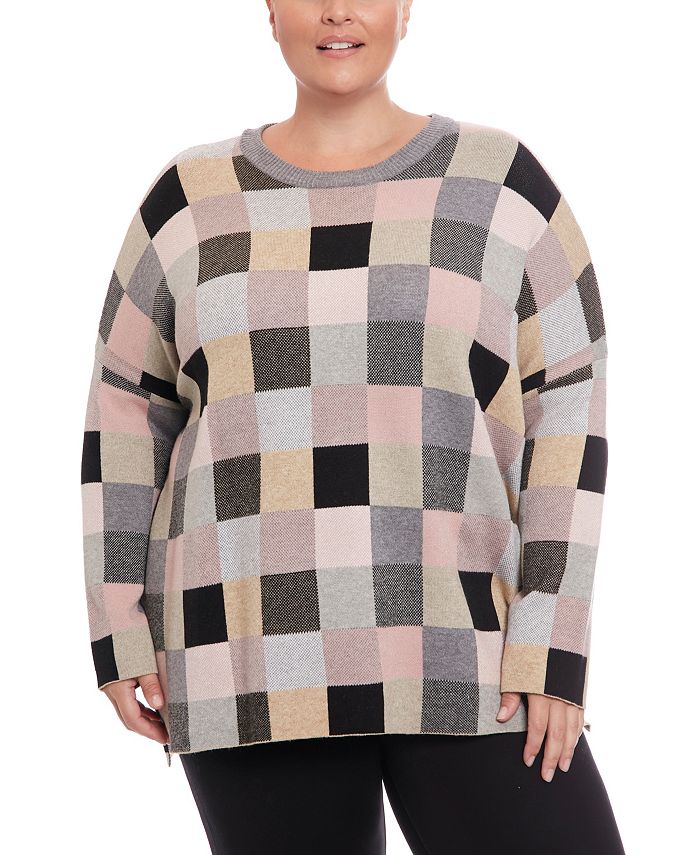 Plus Size Mini Block Crewneck Pullover Sweater