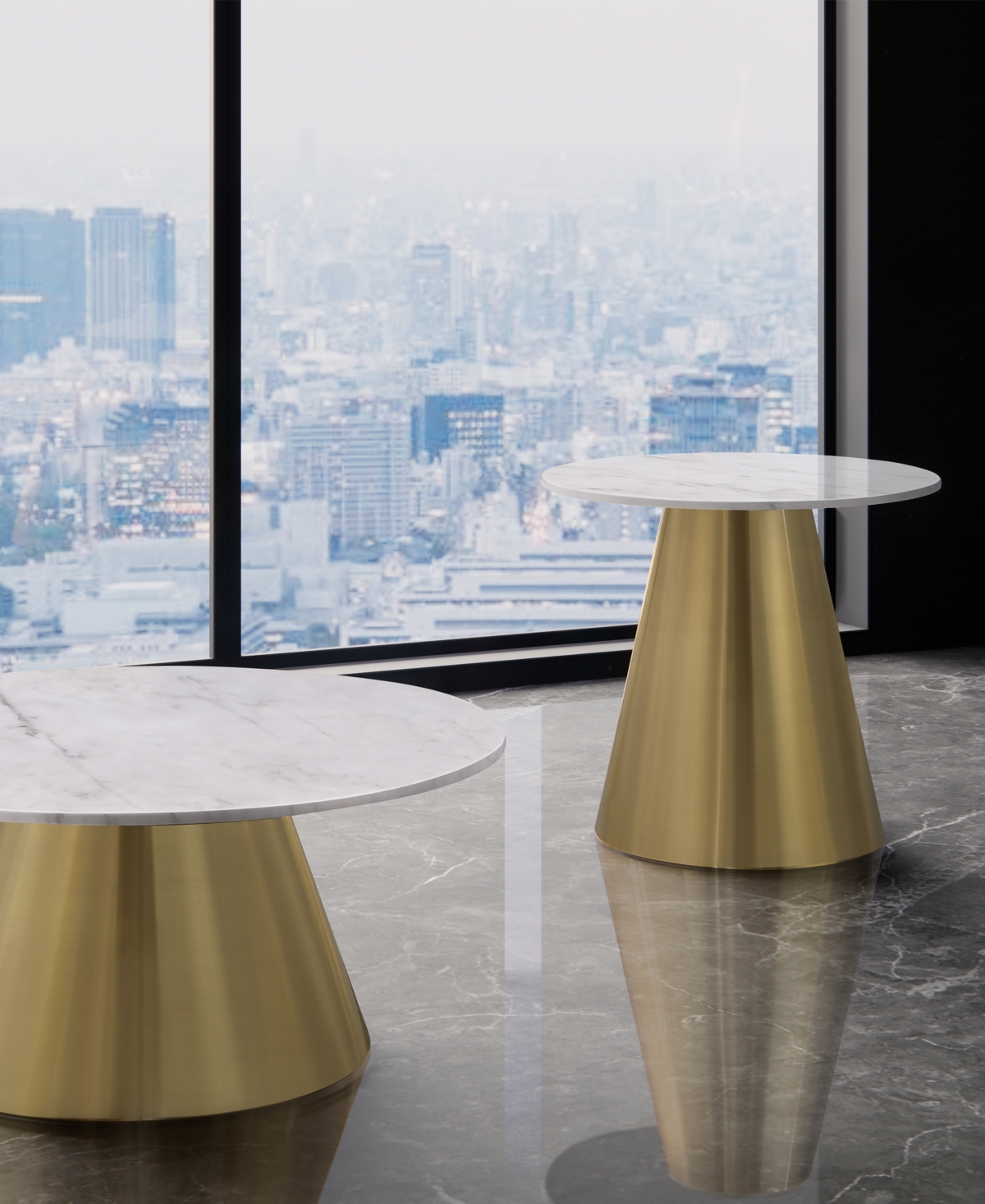 Best Master Furniture Jacobsen Marble Round End Table