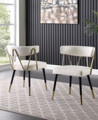 Aireys 31" Faux Leather with Metal Accents Armless Chairs, Set of 2