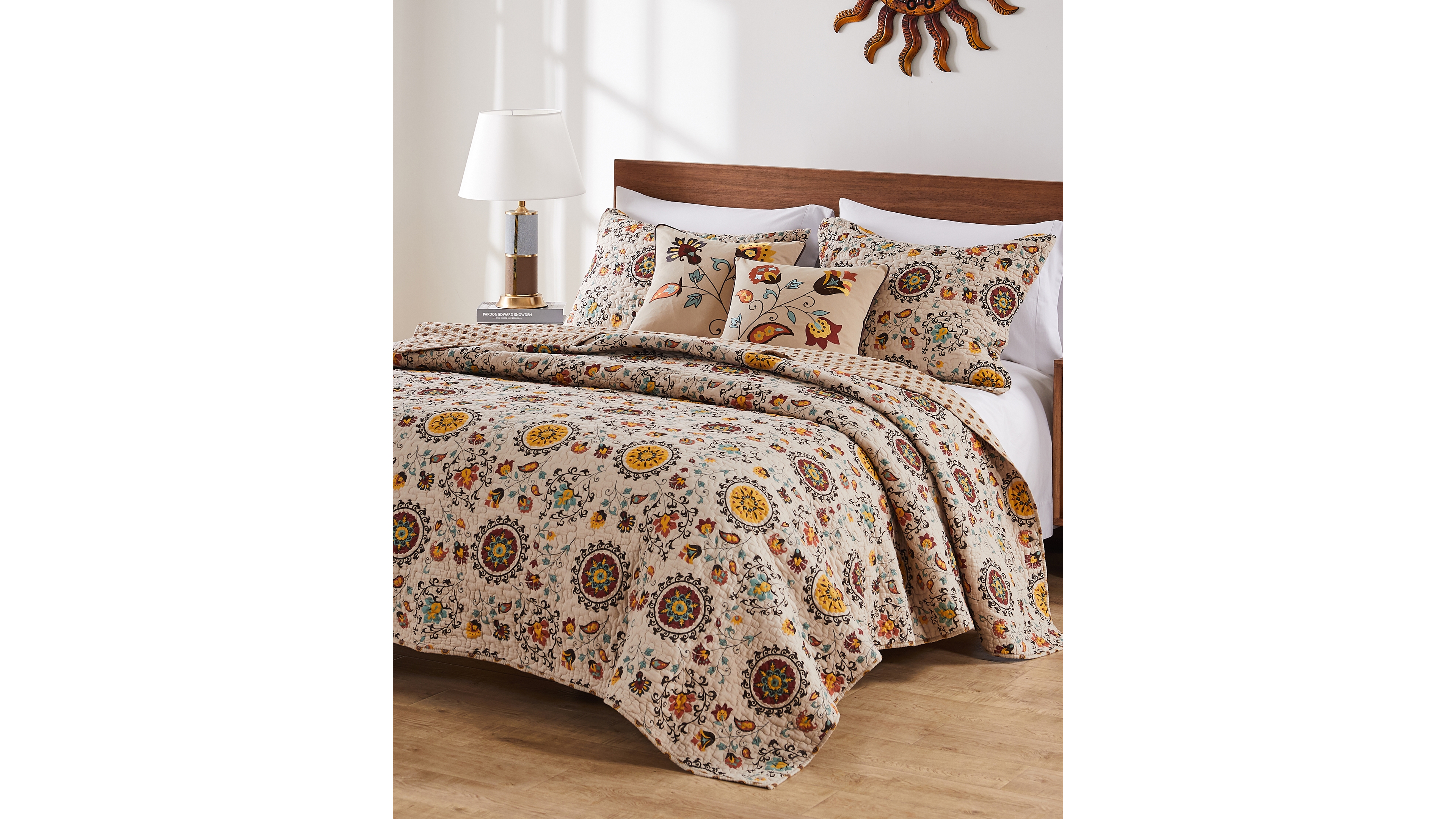 Greenland Home Fashions Andorra Cotton Reversible 5 Piece Quilt Set, Full/Queen