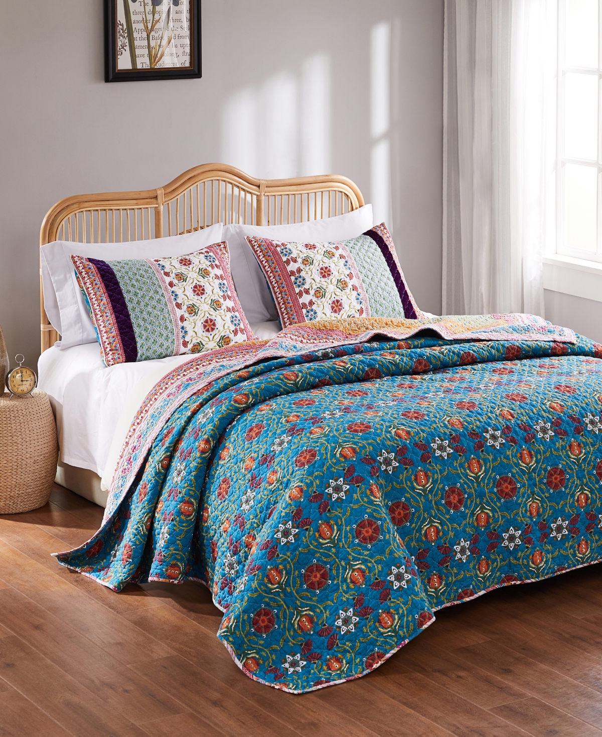 Shop Greenland Home Fashions Thalia Cotton Reversible 4 Piece Quilt Set, Twin/twin Xl In Multi