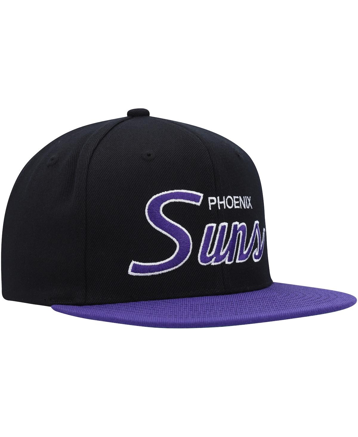 Mitchell & Ness Men's  Black Phoenix Suns Hardwood Classics Mvp Team Script 2.0 Snapback Hat In Black