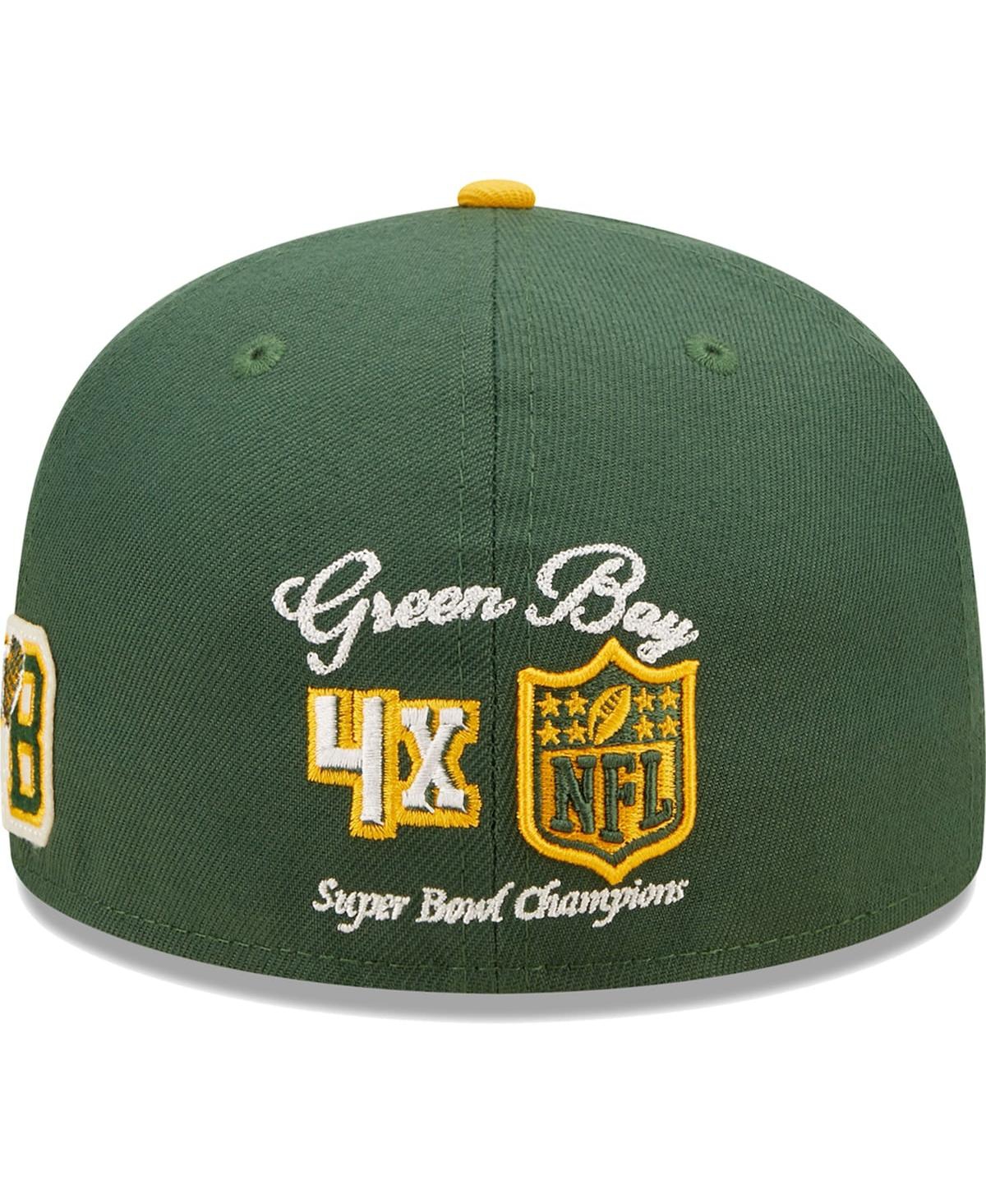 Men's New Era Gold Green Bay Packers Super Bowl Xxxi Letterman 59FIFTY Fitted Hat - Gold