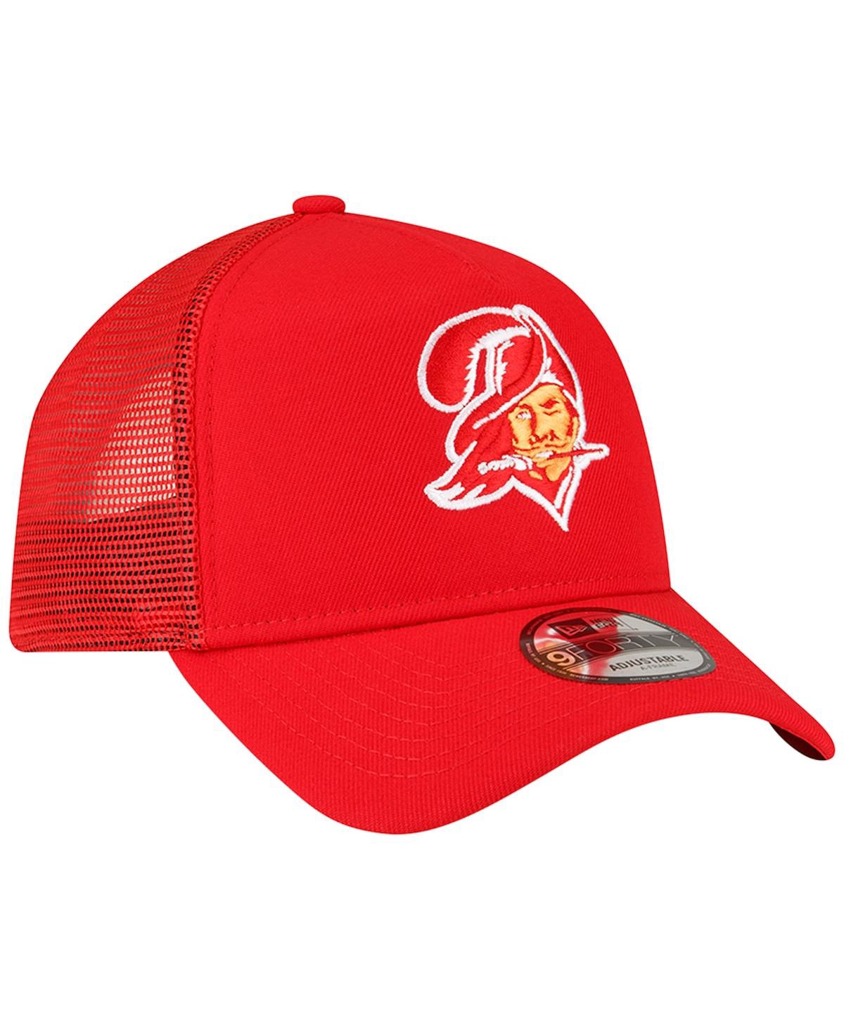 Shop New Era Men's  Red Tampa Bay Buccaneers Throwback Logo A-frame Trucker 9forty Adjustable Hat