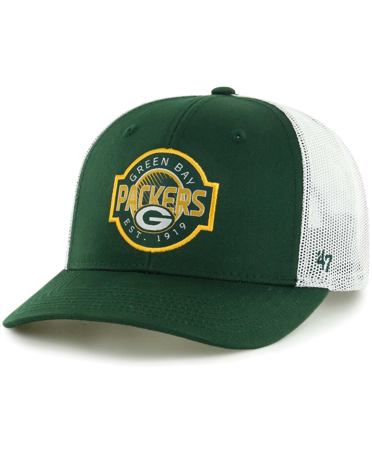 47 Brand Kids' Big Boys And Girls ' Green, White Green Bay Packers Scramble Adjustable Trucker Hat In Green,white