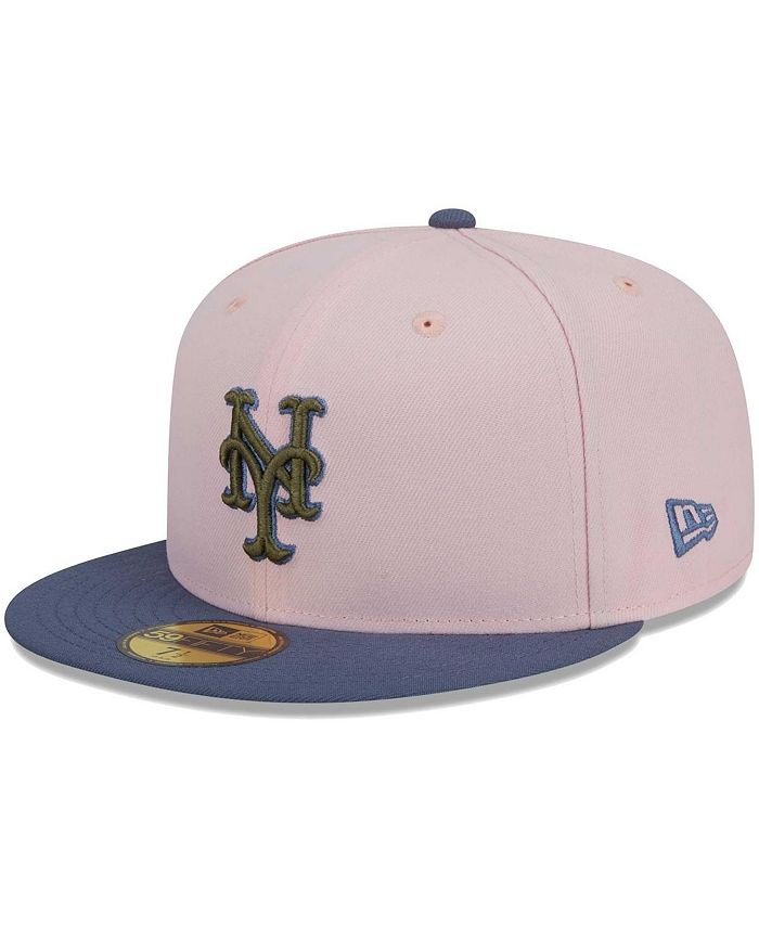 New Era Men's Pink, Blue New York Mets Olive Undervisor 59FIFTY Fitted ...