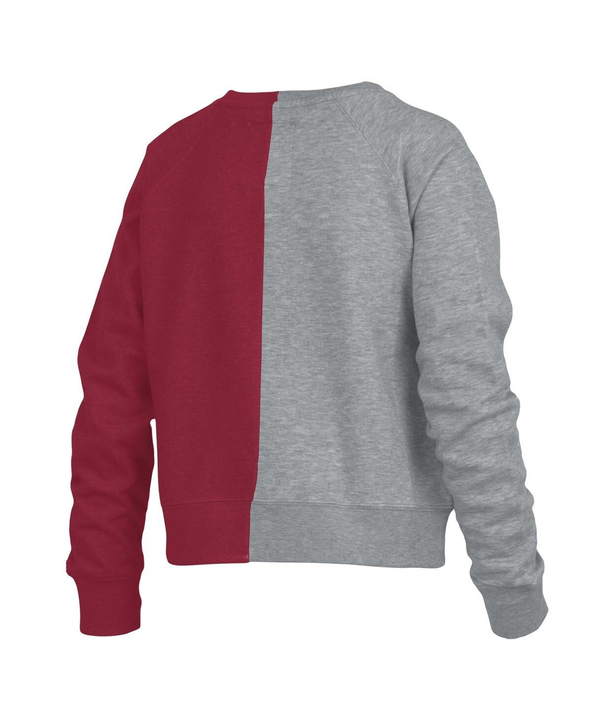 Shop Pressbox Women's  Heather Gray Alabama Crimson Tide Half And Half Raglan Pullover Sweatshirt