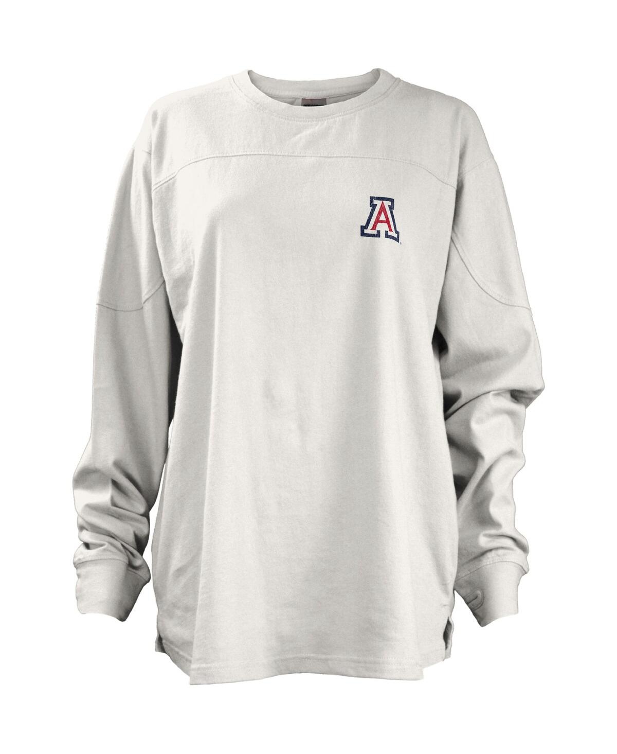 Shop Pressbox Women's  White Arizona Wildcats Pennant Stack Oversized Long Sleeve T-shirt