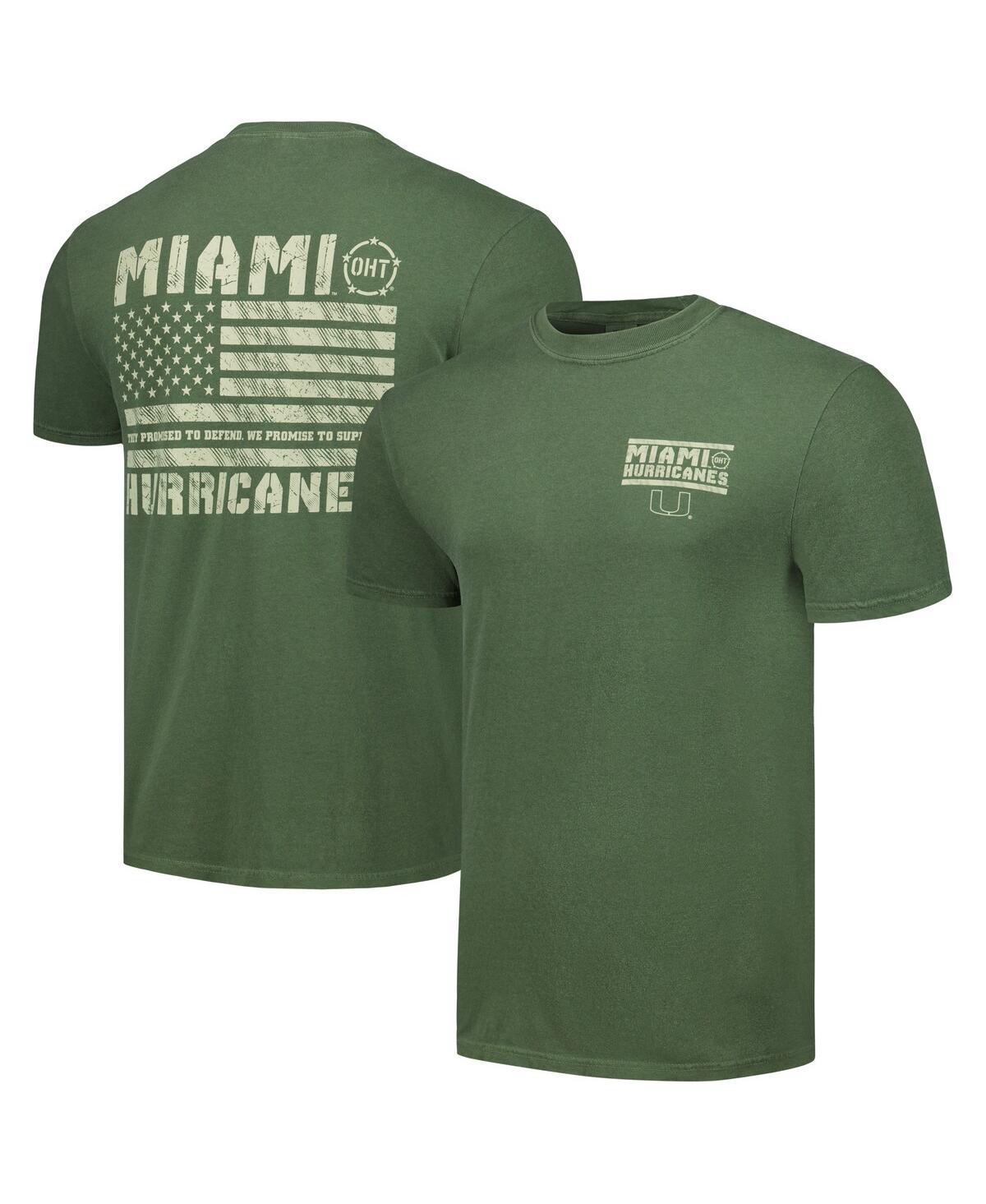 Shop Image One Men's Olive Miami Hurricanes Oht Military-inspired Appreciation Comfort Colors T-shirt