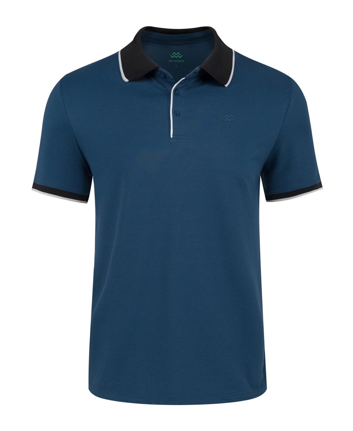 Big & Tall Classic-Fit Cotton-Blend Pique Polo Shirt with Contrast Collar - Denim blue