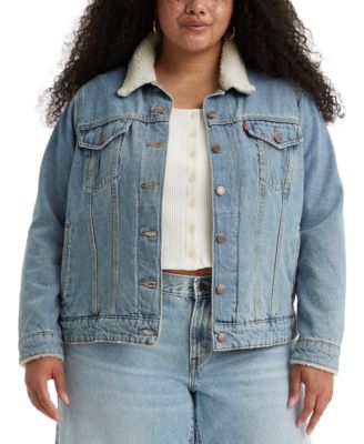 Levi s Plus Size Sherpa Trim Original Trucker Jacket Macy s