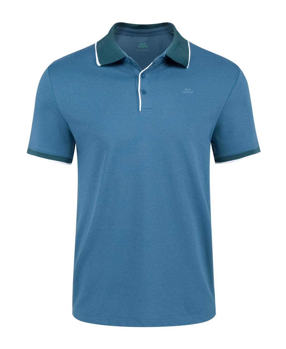 Big & Tall Classic-Fit Cotton-Blend Pique Polo Shirt with Contrast Collar - Denim blue
