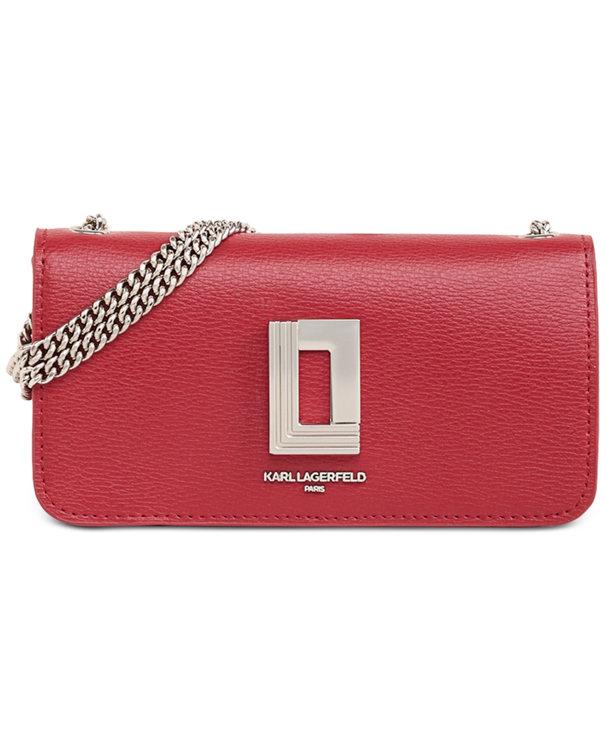 Karl Lagerfeld Lafayette Leather Wallet On A Chain In Mediun Red