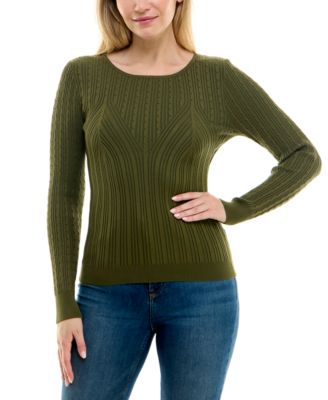 Crave Fame - Juniors' Bustier Crewneck Long-Sleeve Sweater
