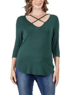 Women's Criss Cross Round Hemline Tunic Top