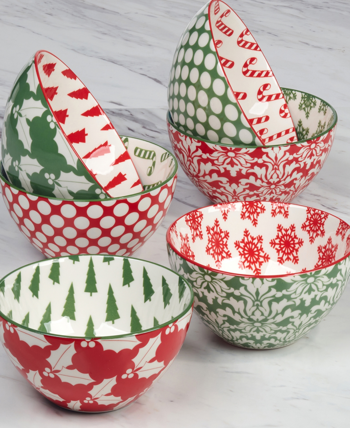 Certified International Winter Medley 13 oz All Purpose Bowls Set Of 6, Service For 6 In Multi