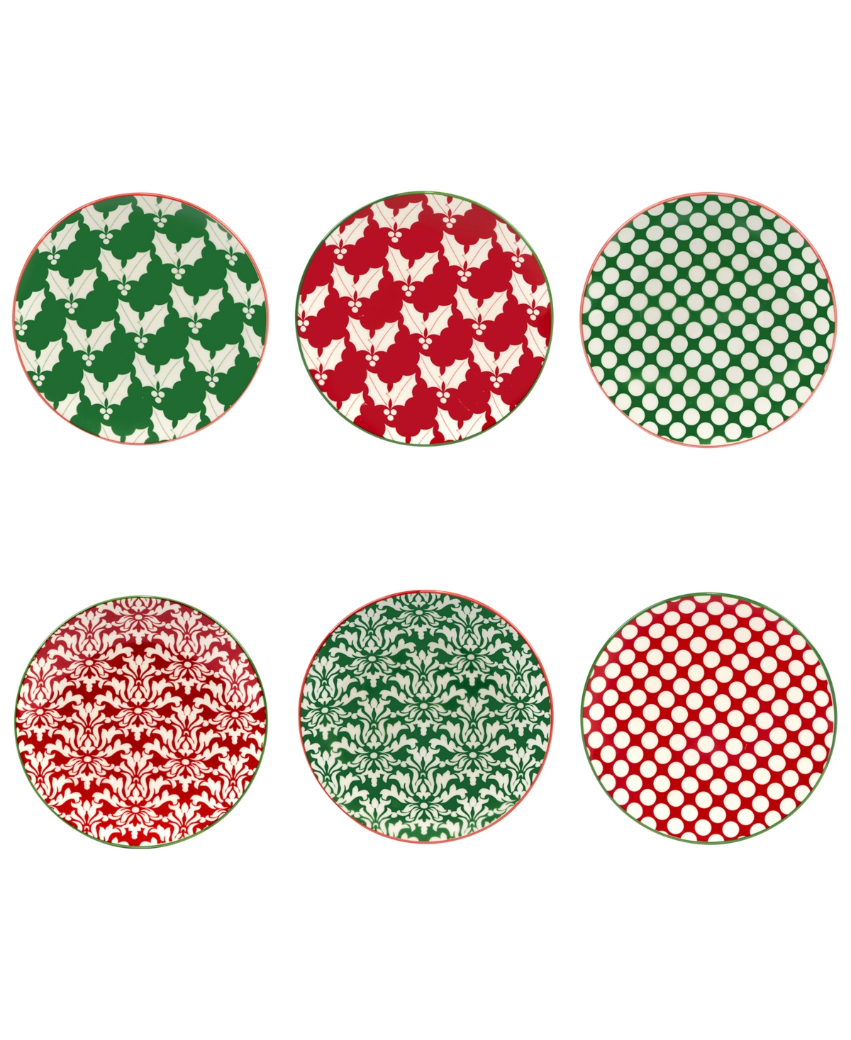 Winter Medley 6" Canape Plates Set of 6, Service for 6 - Multi