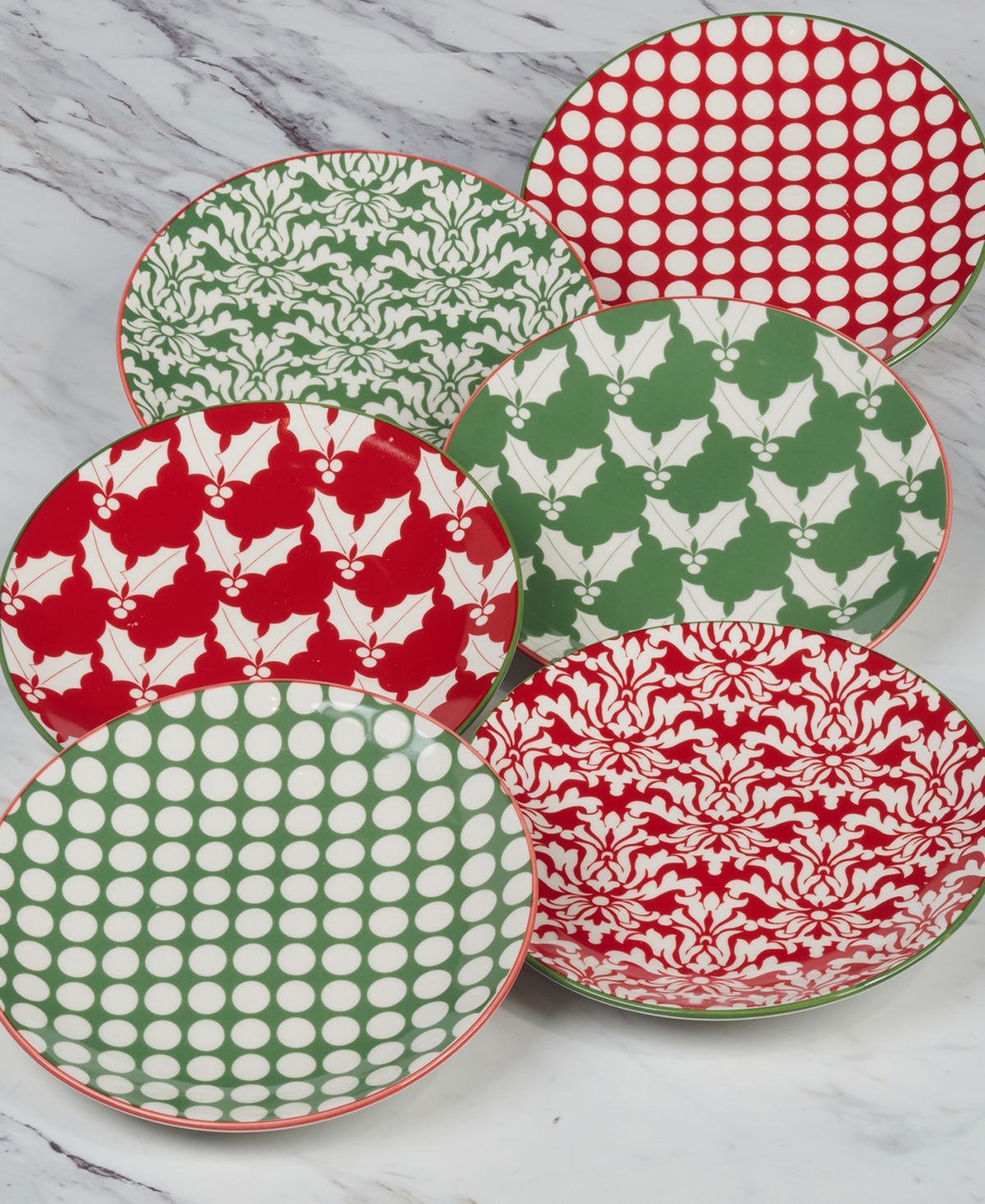 Certified International Winter Medley 6" Canape Plates Set Of 6, Service For 6 In Multi