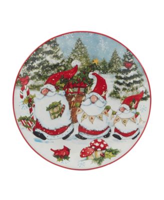 Christmas Gnomes 9" Dessert Plates Set of 4, Service for 4