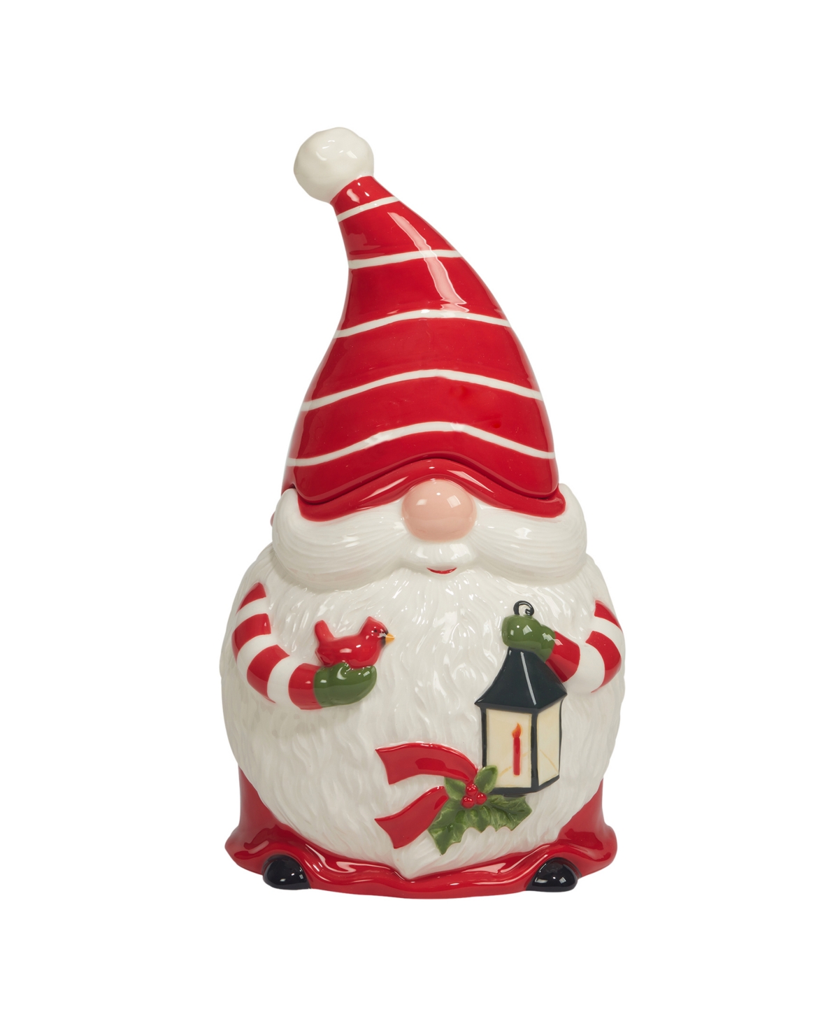 Certified International Christmas 3-d Gnomes Cookie Jar In Red