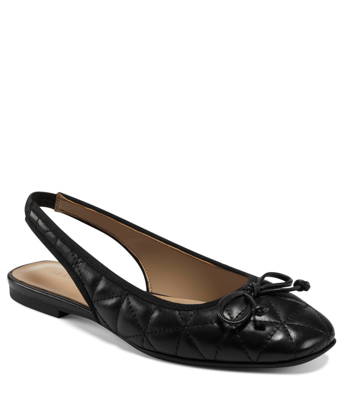 Catarina Sling Back Flat - Black Quilted